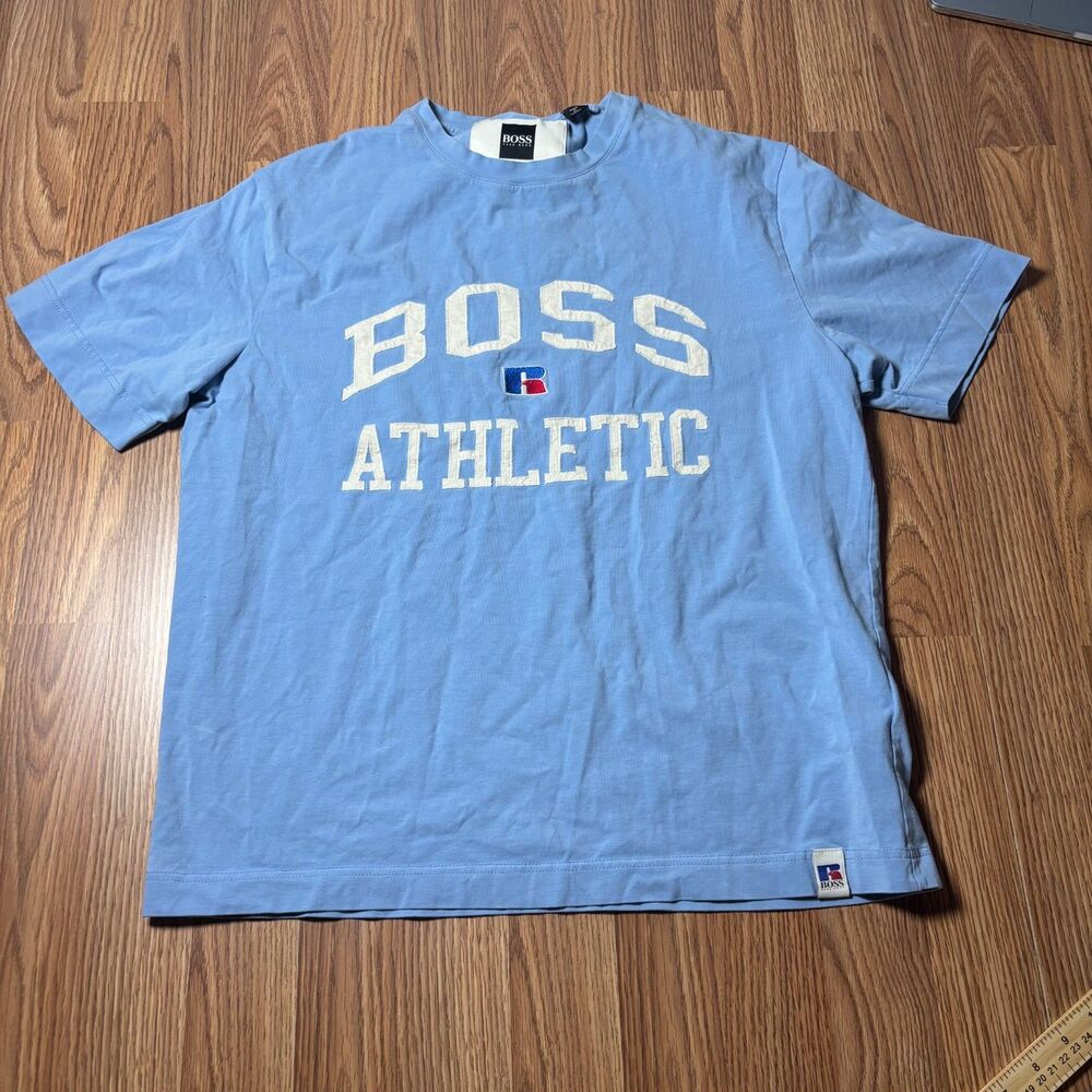 BOSS x Russell Athletic T-Shirt Men’s Medium Light Blue Designer Cotton Tee